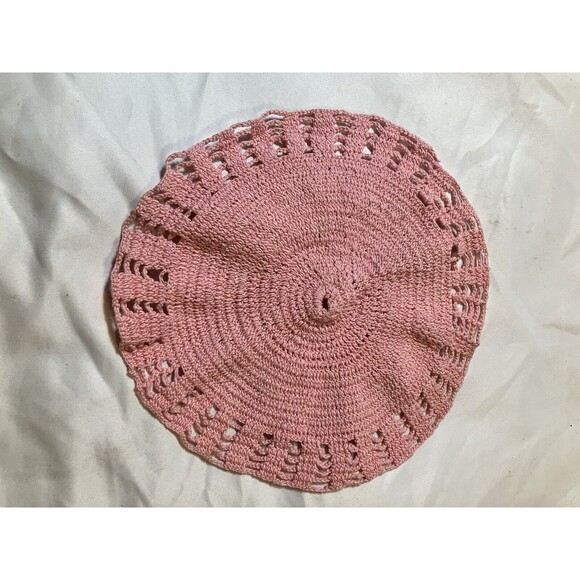 Vintage Lot-2 Crocheted Doilies Scalloped Round Yellow & Pink 10" Grandma Core - Picture 6 of 7